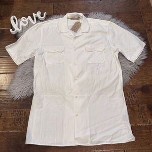 Long John And Sons Mens Shirt Ivory Size Large X Tall Button Front Pockets New